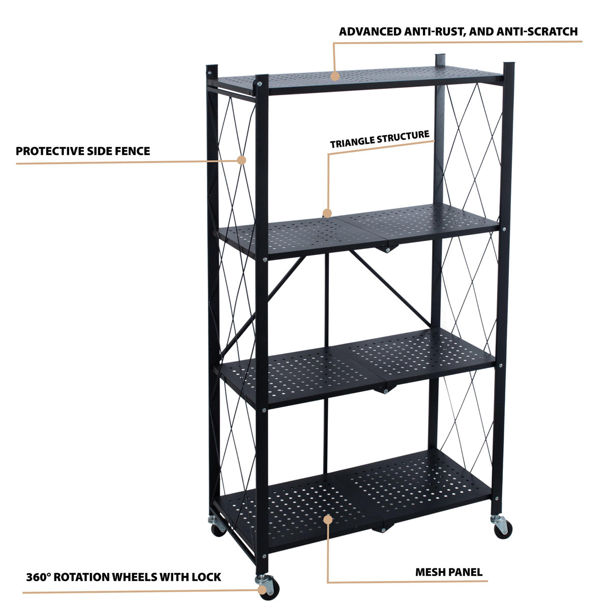 Rebrilliant Lomangino 49.61 H x 27.95 W x 13.39 D Foldable Shelving Unit